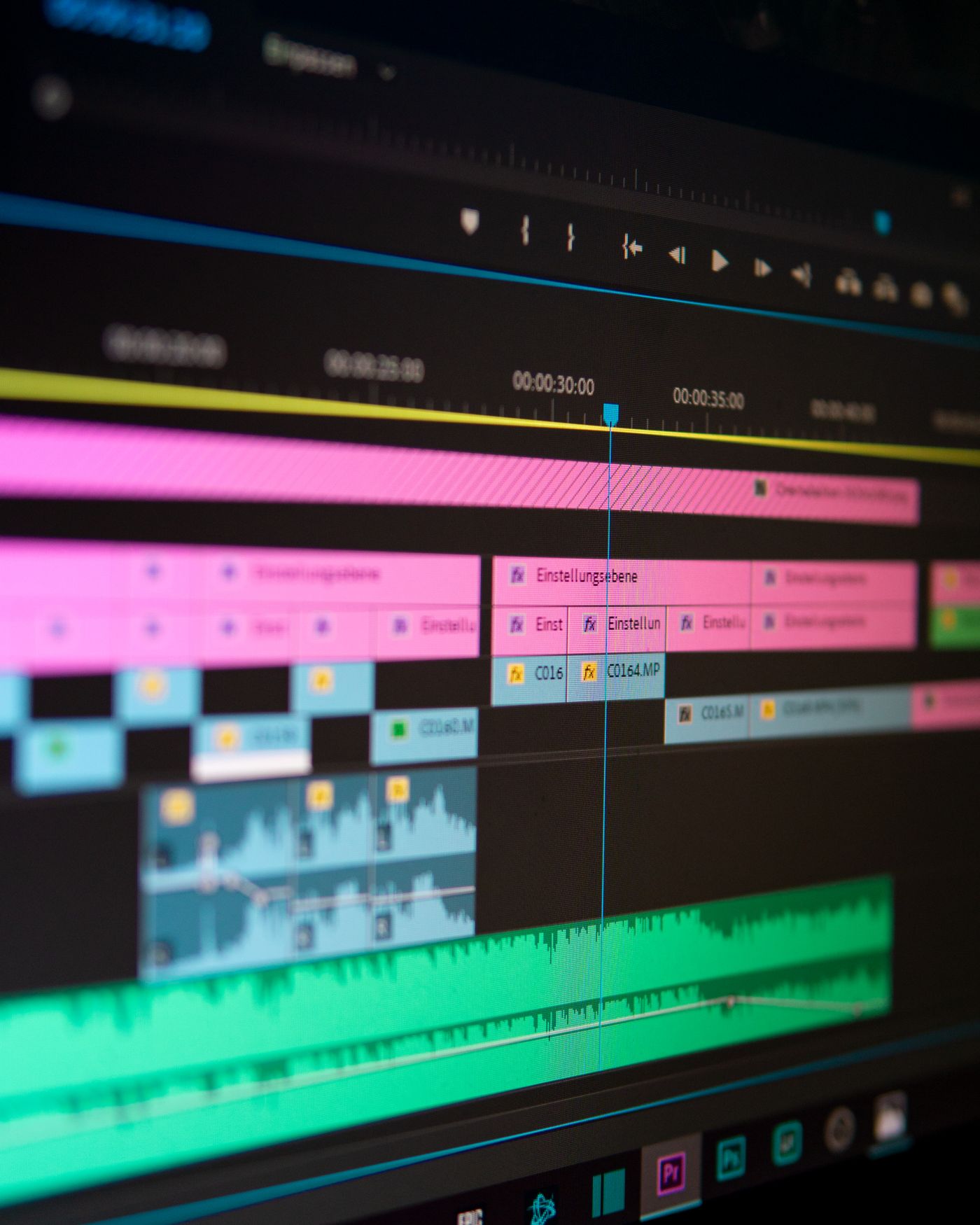 Video and audio tracks in editing software